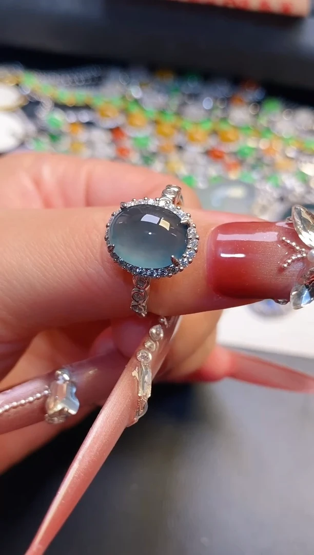 银S925镶嵌戒指翡翠天然