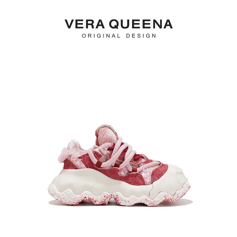 6101-6  潮鞋秋冬款新大底红真皮老爹鞋女原创设计潮鞋独特个性