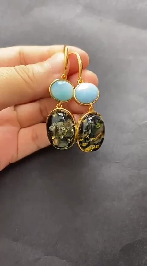 未镶嵌琥珀裸石琥珀耳坠