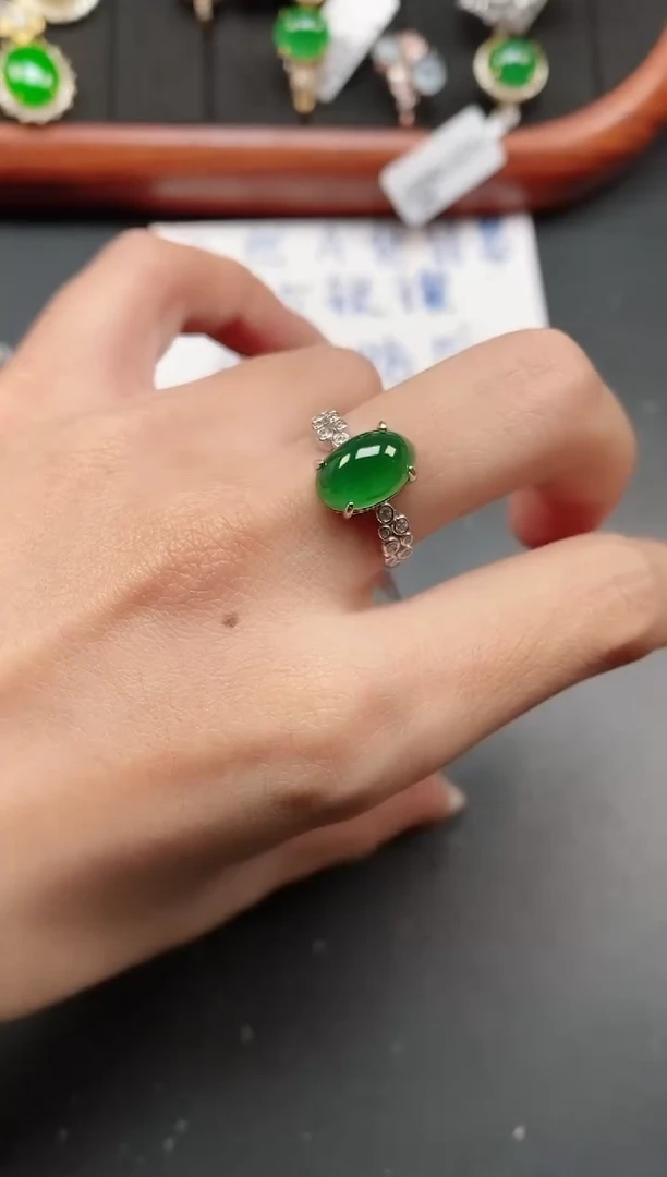银S925镶嵌戒指翡翠111