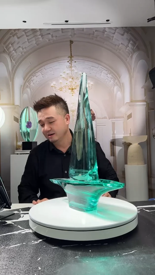 茶宠摆*人巴比特美学 湖水绿帆船