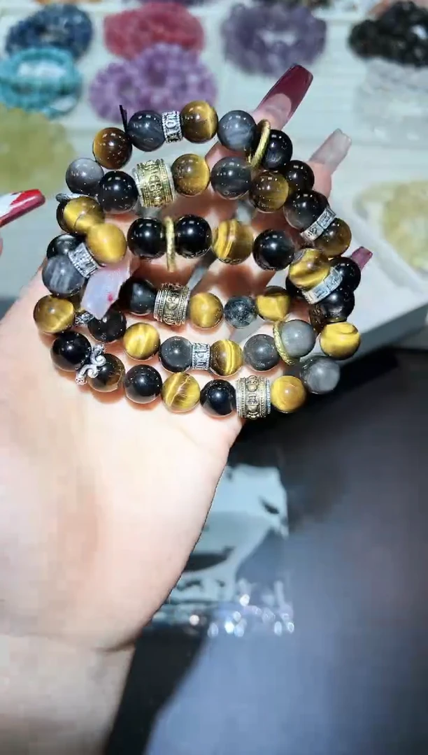 【闪购商品】黑曜岩手链未镶嵌88f多样性发其一/1条默认微瑕