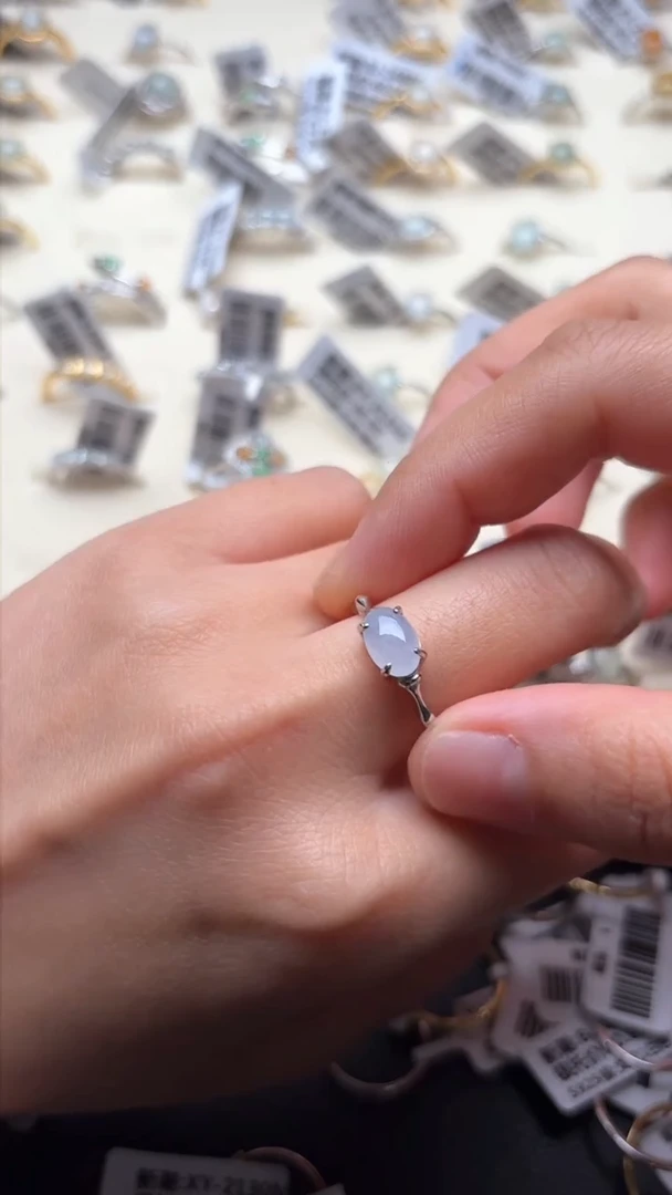 【闪购商品】翡翠戒指银S925镶嵌缅甸A货翡翠S925银镶嵌