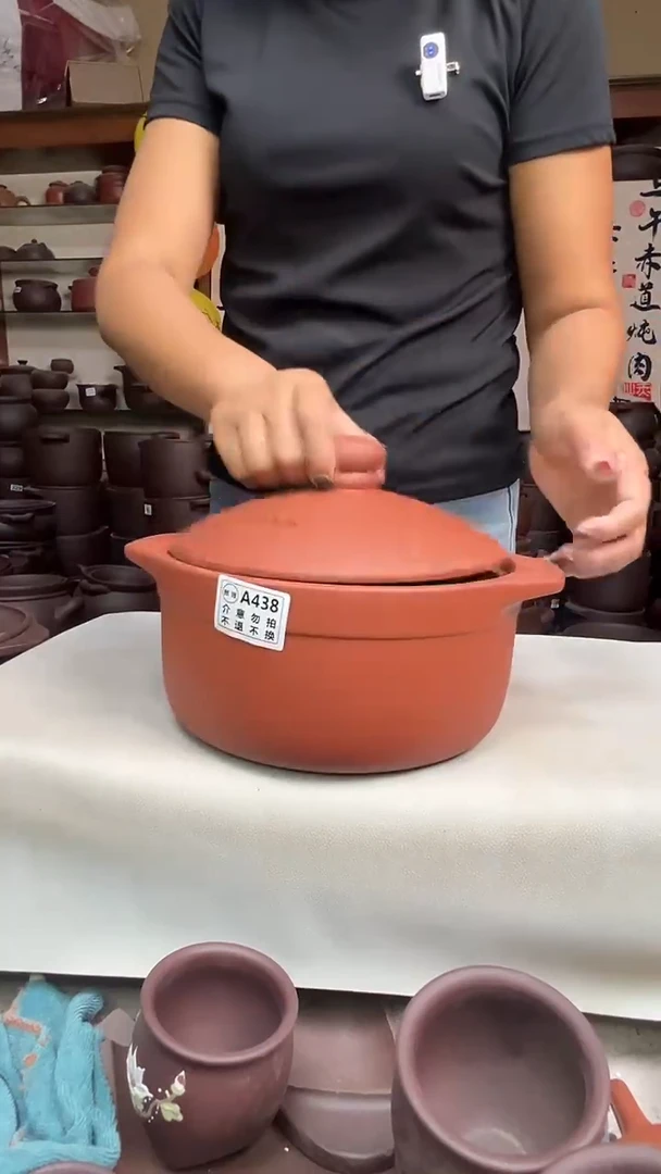 宜兴紫砂微瑕2.6升锅朱泥A438