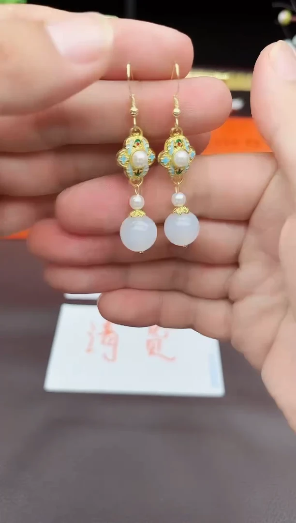 玛瑙/玉髓耳饰银S925镶嵌325000