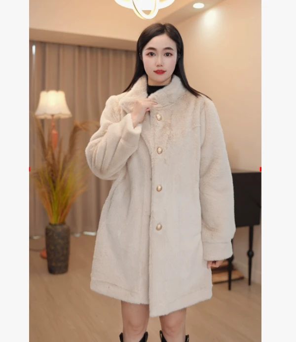 822气质名媛厚款中款外套冬款女款洋气时尚休闲立领秋冬百搭韩版
