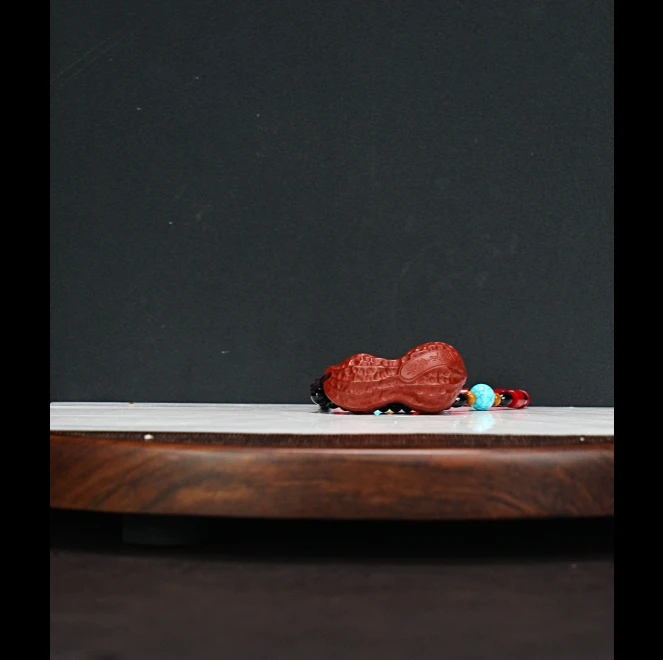 宜兴原矿高端紫砂茶宠摆件——手把件花生