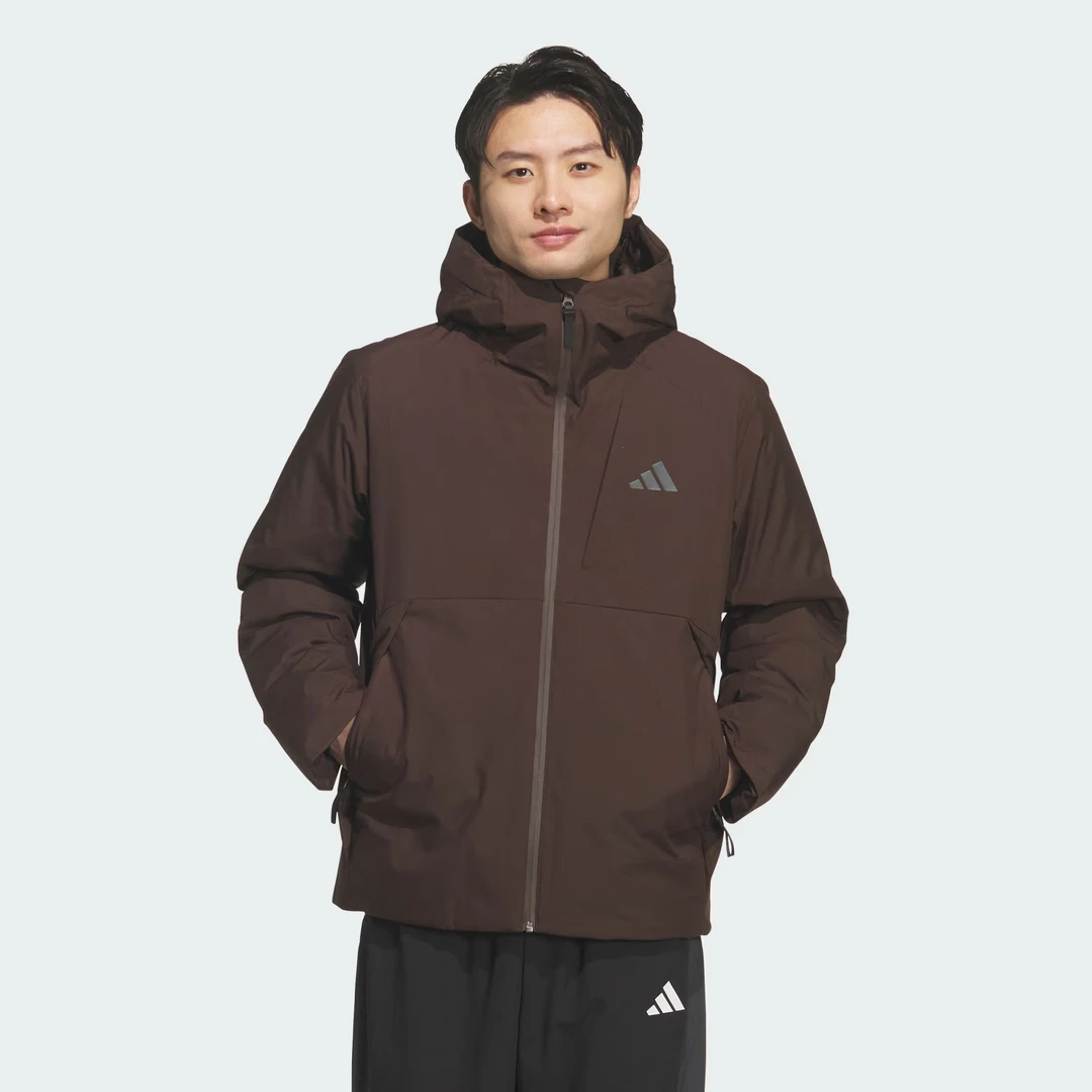 阿迪达斯男子羽绒服2025冬季新款保暖600蓬连帽运动外套 KQ5504