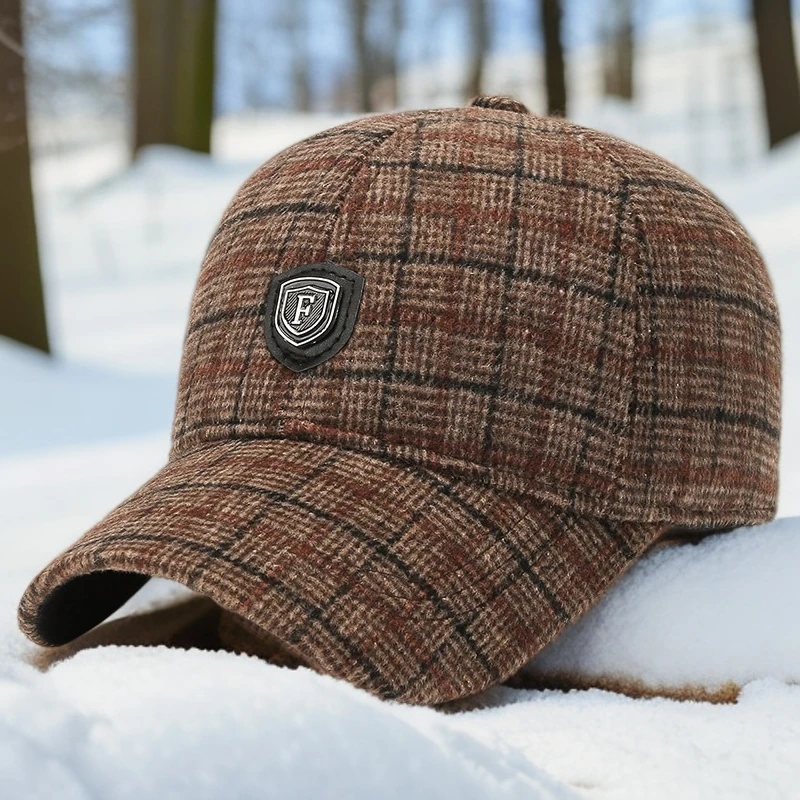 保暖帽子冬季新款老年人棒球帽中年帽子男加厚冬天棒球帽护耳帽