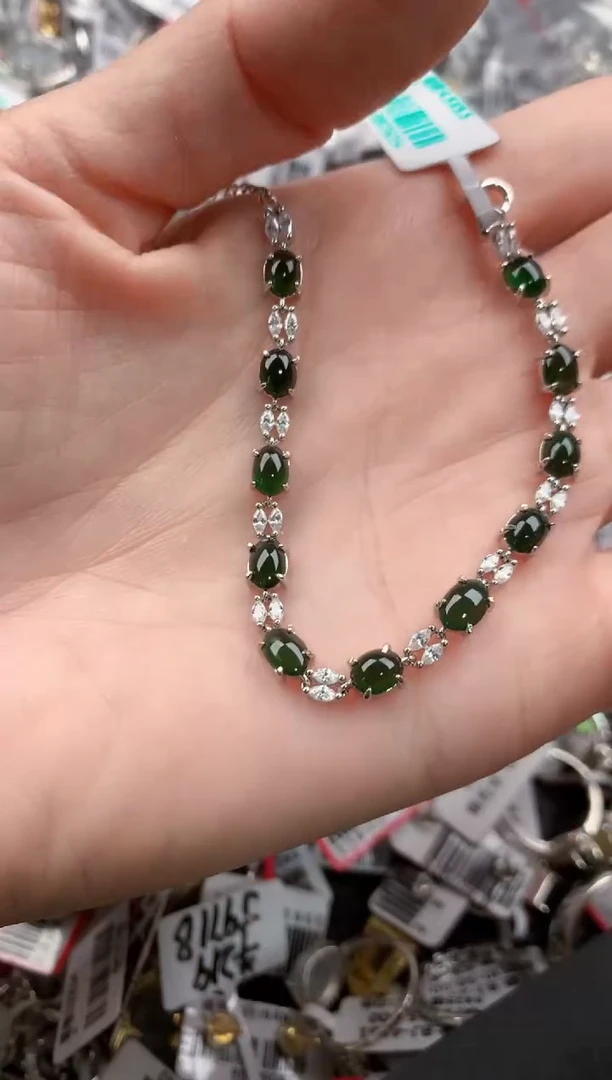 银S925镶嵌戒指翡翠666-----2