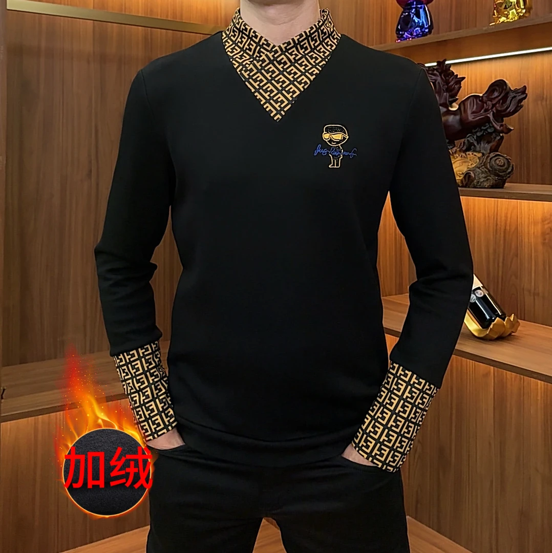 冬季男士加绒卫衣时尚休闲百搭潮流保暖韩版修身帅气长袖打底衫