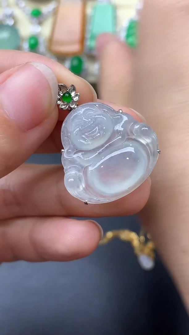 颈饰18K金镶嵌翡翠470-中国好珍宝