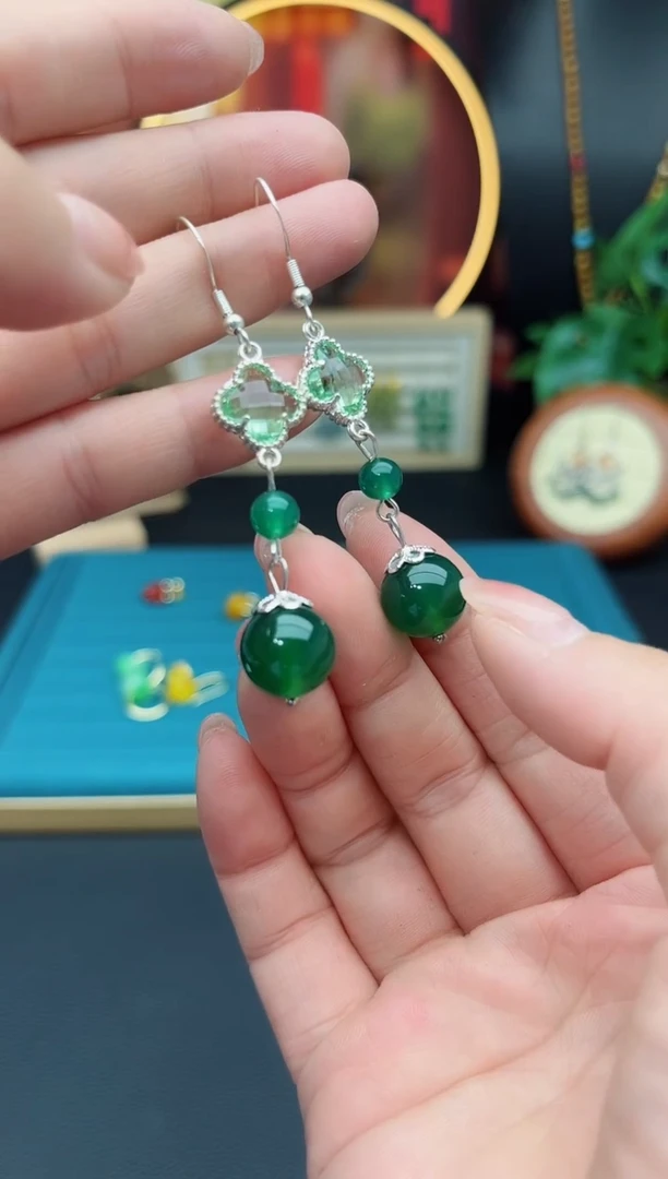 玛瑙/玉髓耳饰银S925镶嵌705000
