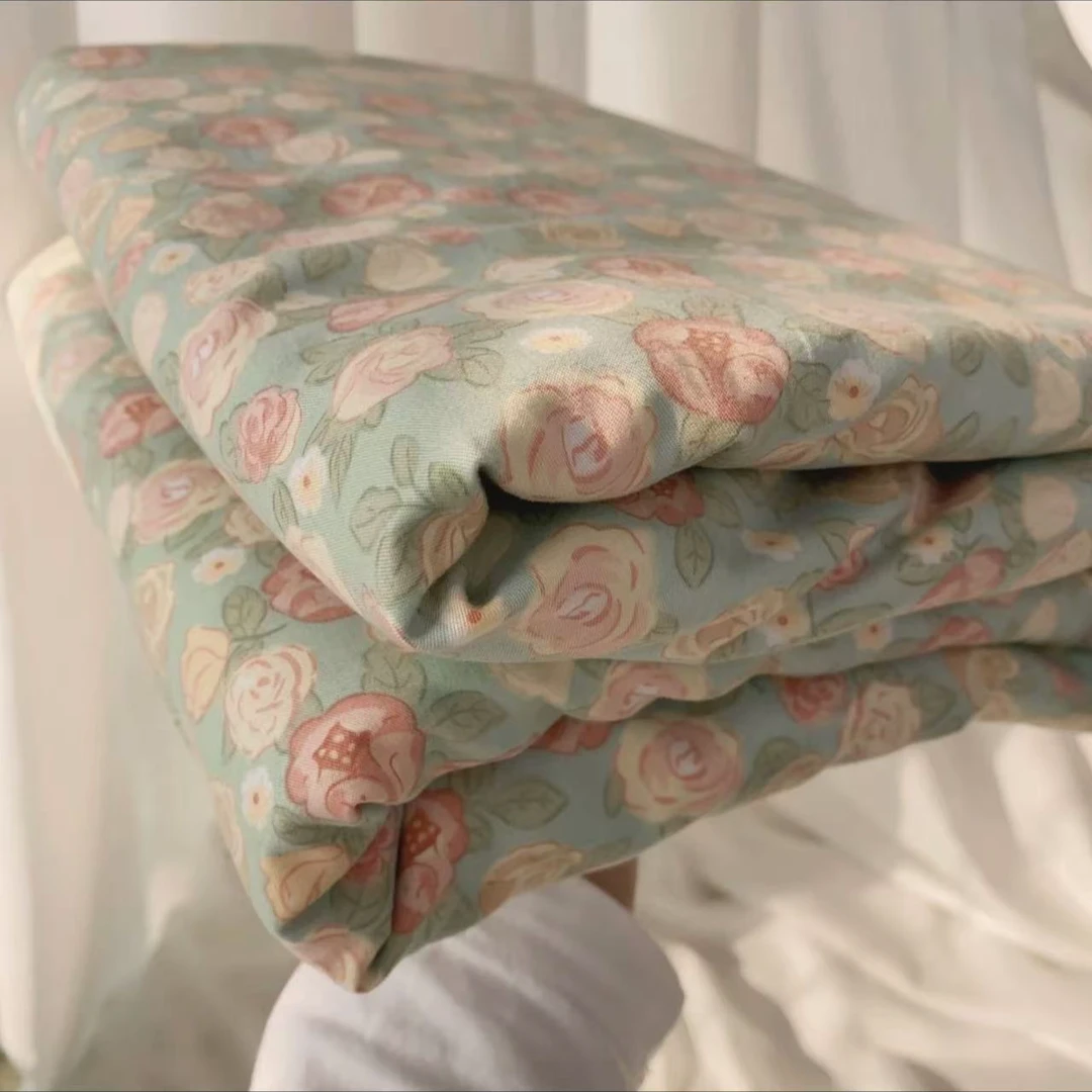 【北奈かわ会社】有氧双层纱超柔加大床单 200*230 浪漫玫瑰绿