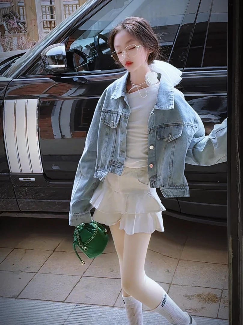 女童潮酷穿搭2025新款女大童洋气时髦网红酷帅炸两件套