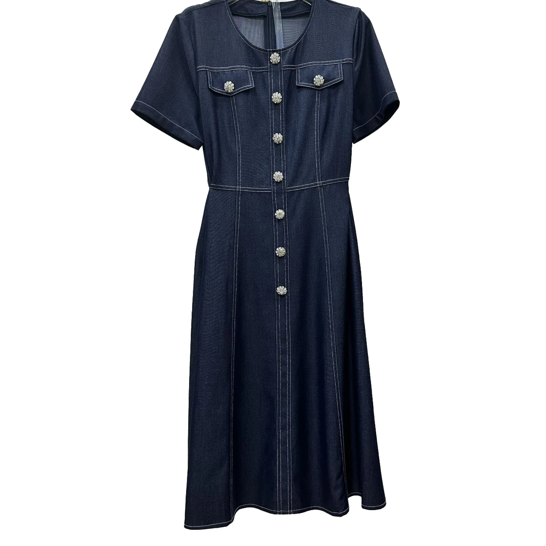 【品牌撤柜剪标】V 高端大码原创遮肉显瘦连衣裙 V1081