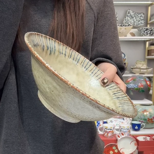 【单支】日本进口美浓烧松叶汤碗19.8cm