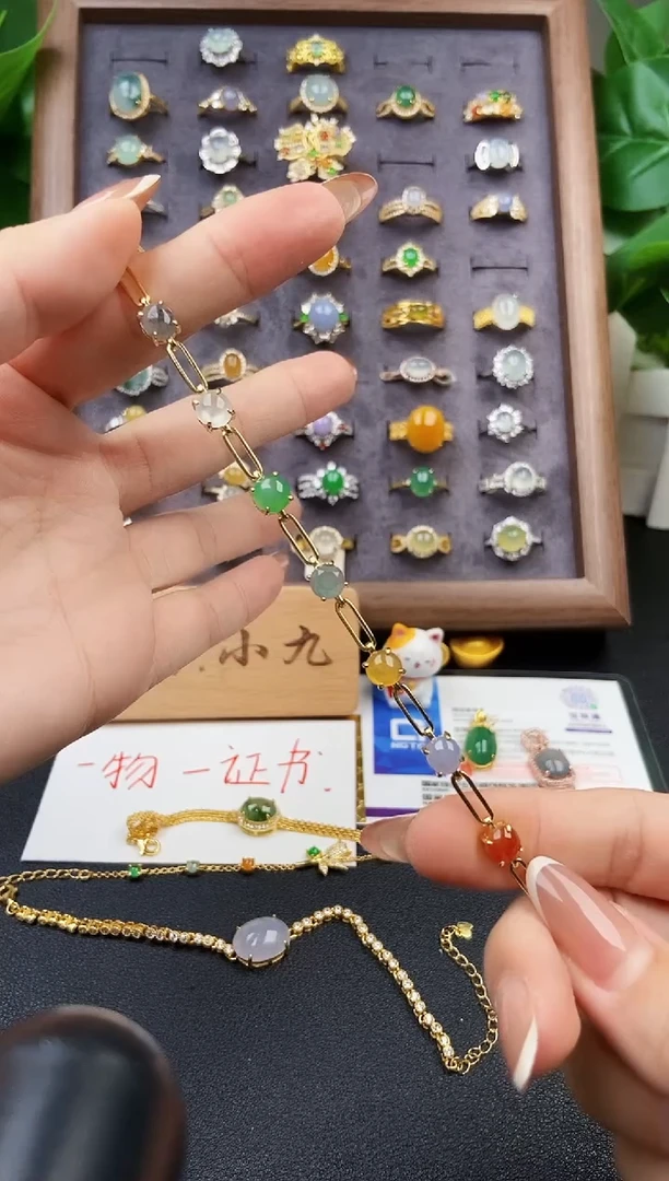 银S925镶嵌手链翡翠12