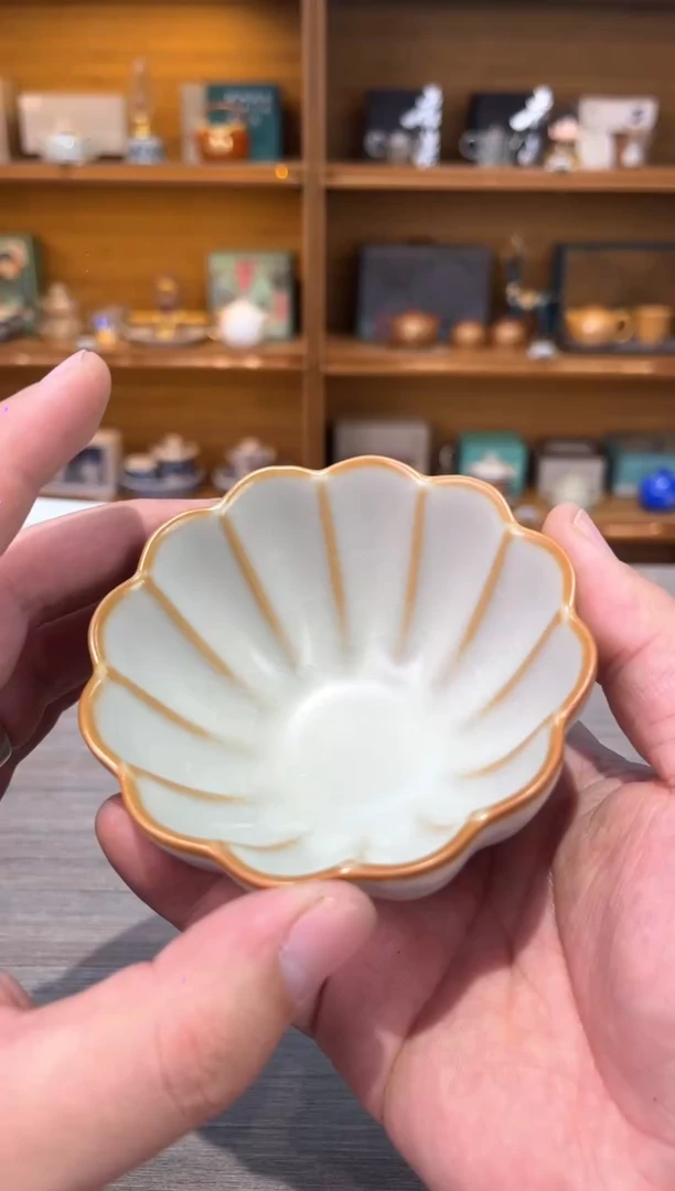 【闪购商品】黄莲花盖碗茶具茶具