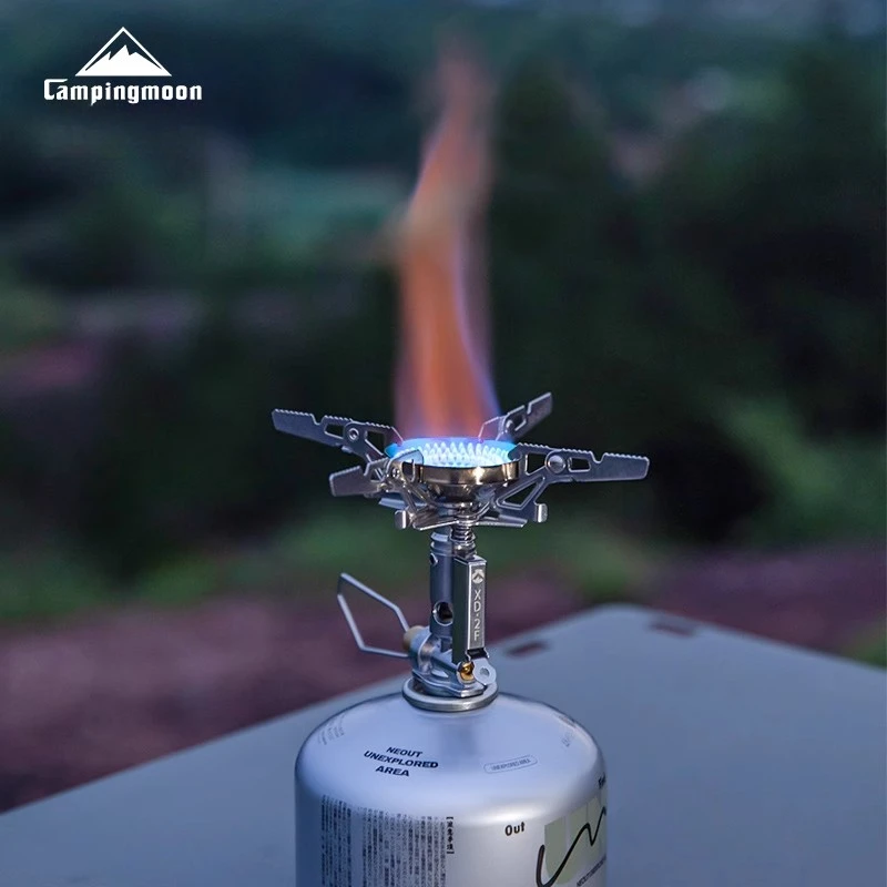 柯曼户外燃气炉XD-2F稳压一体瓦斯炉 可拆四脚架野外扁气防风炉头
