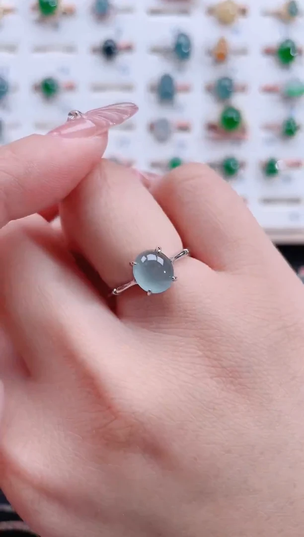 银S925镶嵌戒指翡翠天然翡翠