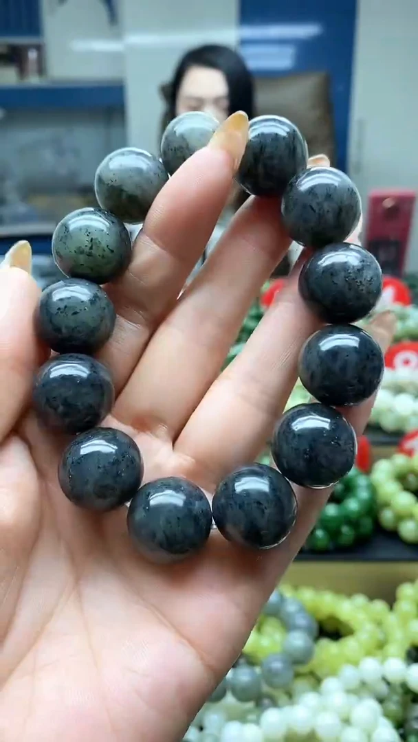 未镶嵌手串和田玉点墨青花18