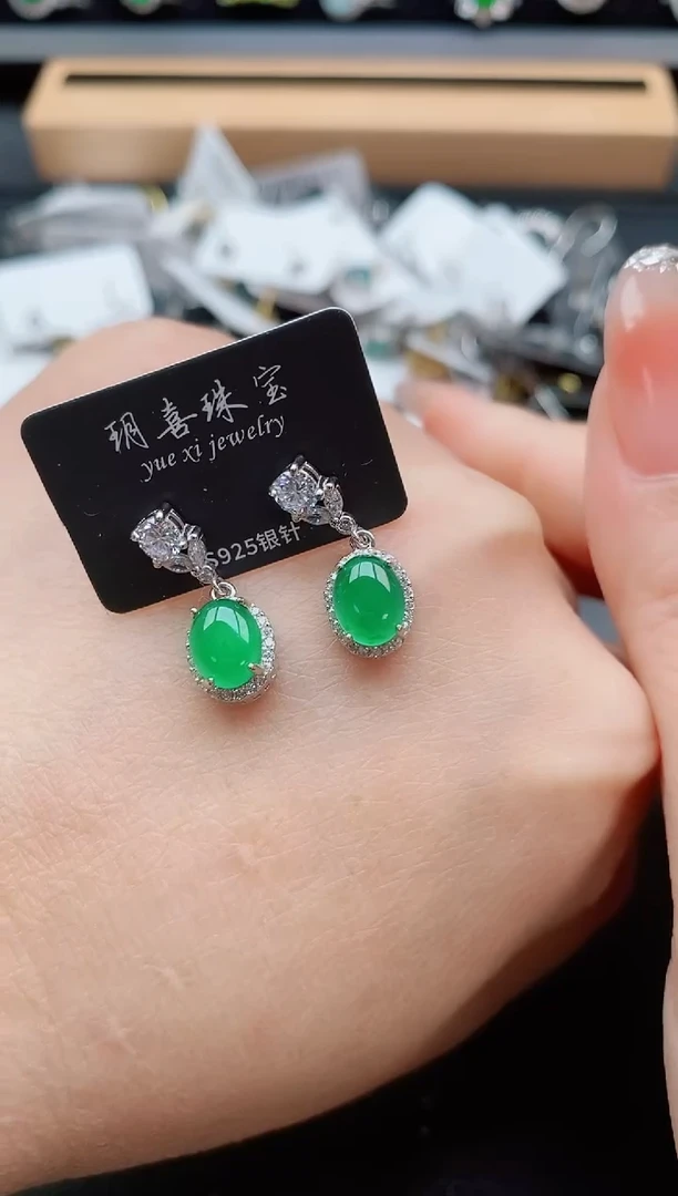 银S925镶嵌戒指翡翠1