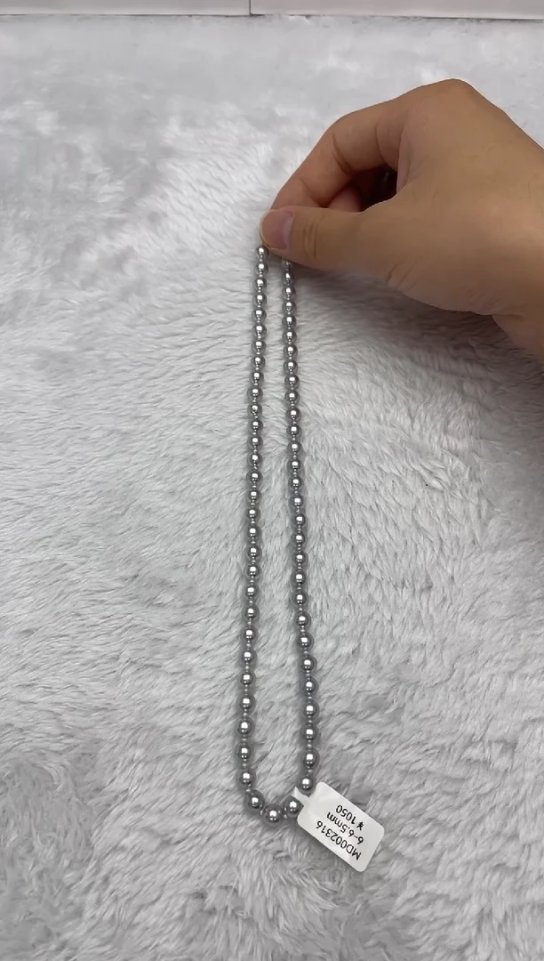项链银S925镶嵌海水珍珠AK真多麻6-6.5mm