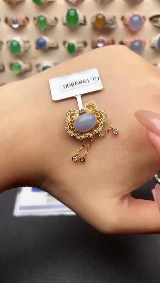 吊坠(不含链)银S925镶嵌翡翠一物一证一礼盒