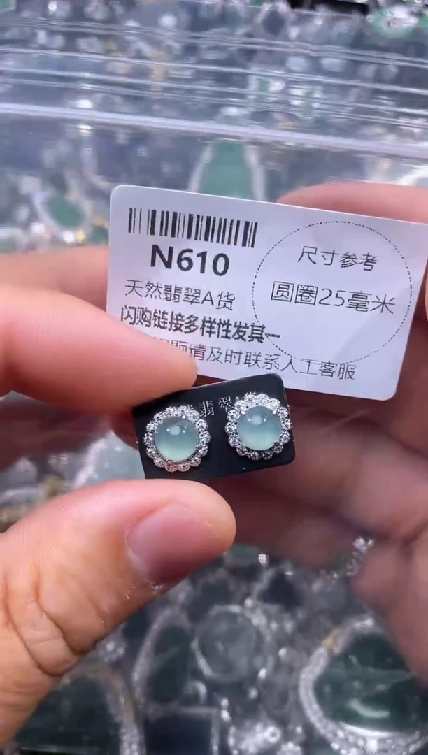 【闪购商品】翡翠颈饰未镶嵌N610耳钉