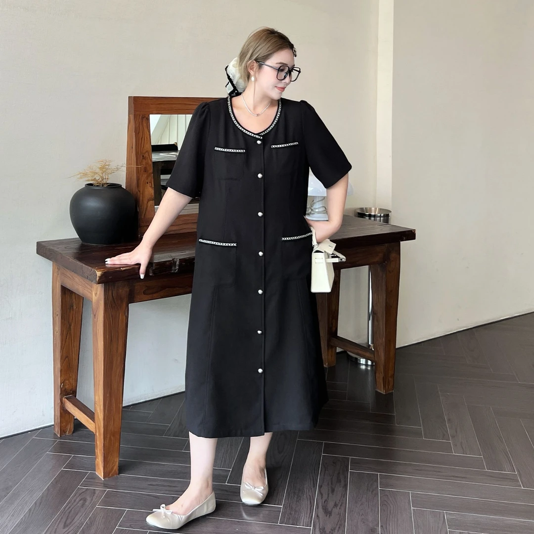 媛子大码高定小香风连衣裙轻奢风高级感夏季新款气质时尚优雅长裙