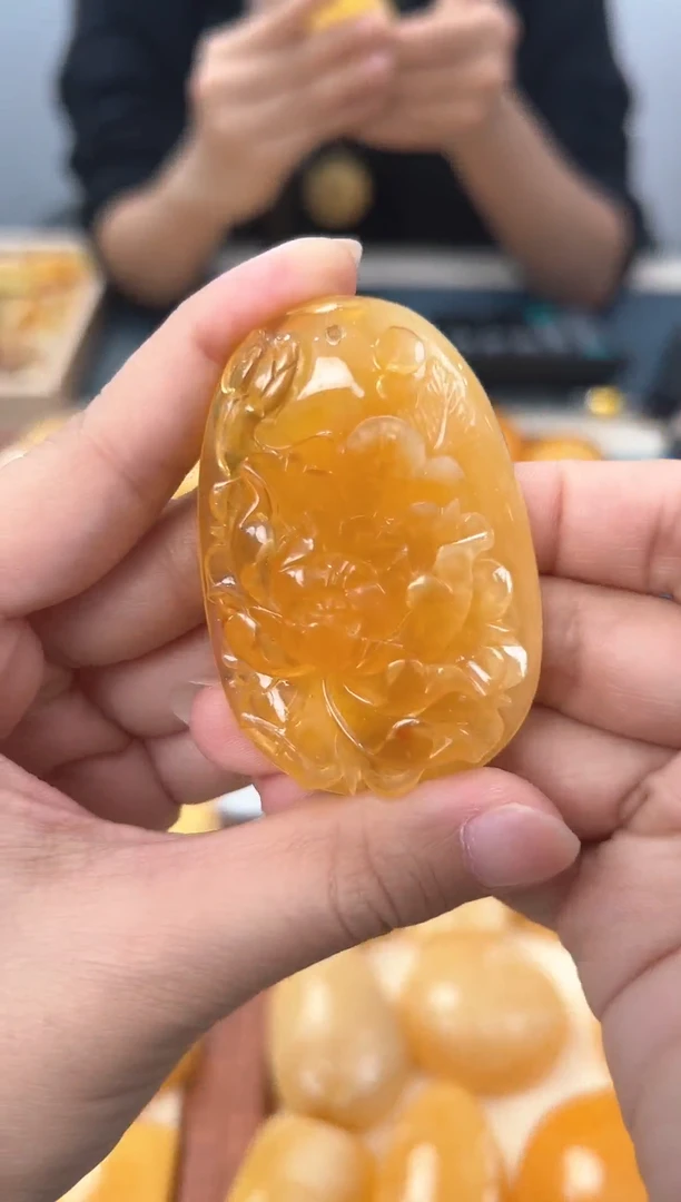 【闪购商品】琥珀裸石未镶嵌天然琥珀蜜蜡牡丹花