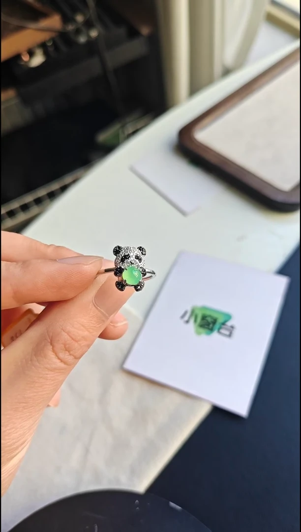 银S925镶嵌戒指翡翠翡翠戒指S925银镶嵌