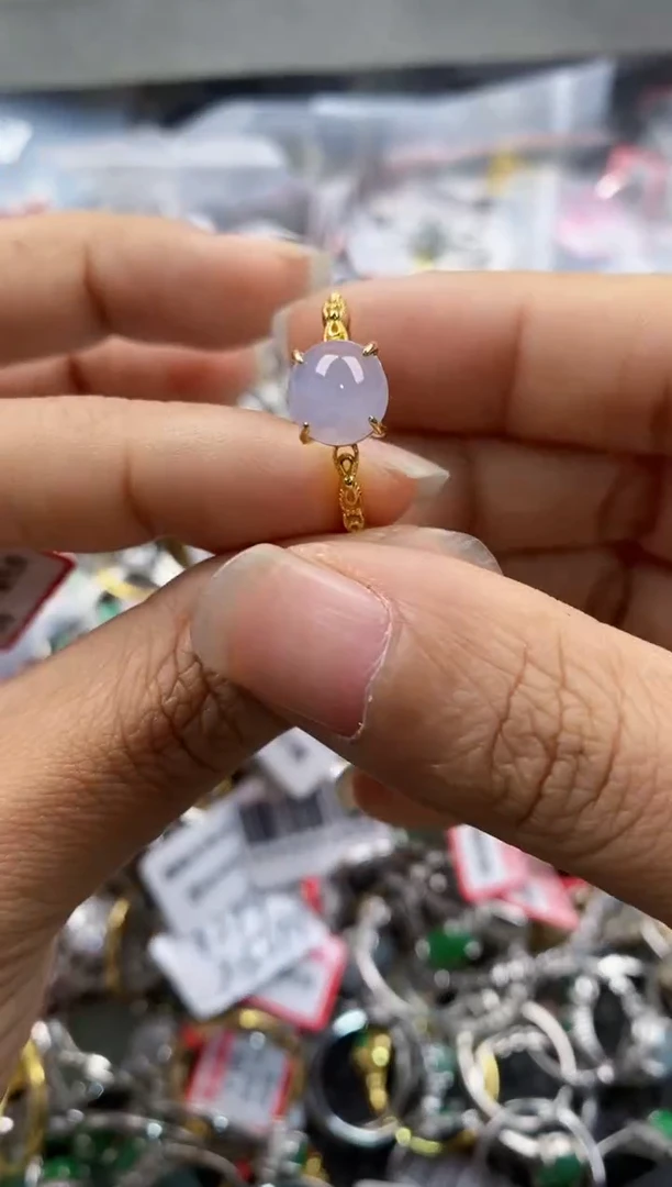 银S925镶嵌戒指翡翠666            8