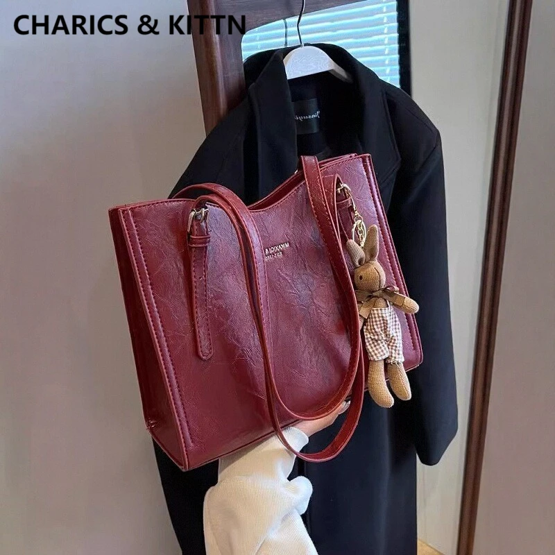 CHARICS&KITTN红色女士包包高级感大容量婚包新娘结婚真皮单肩包