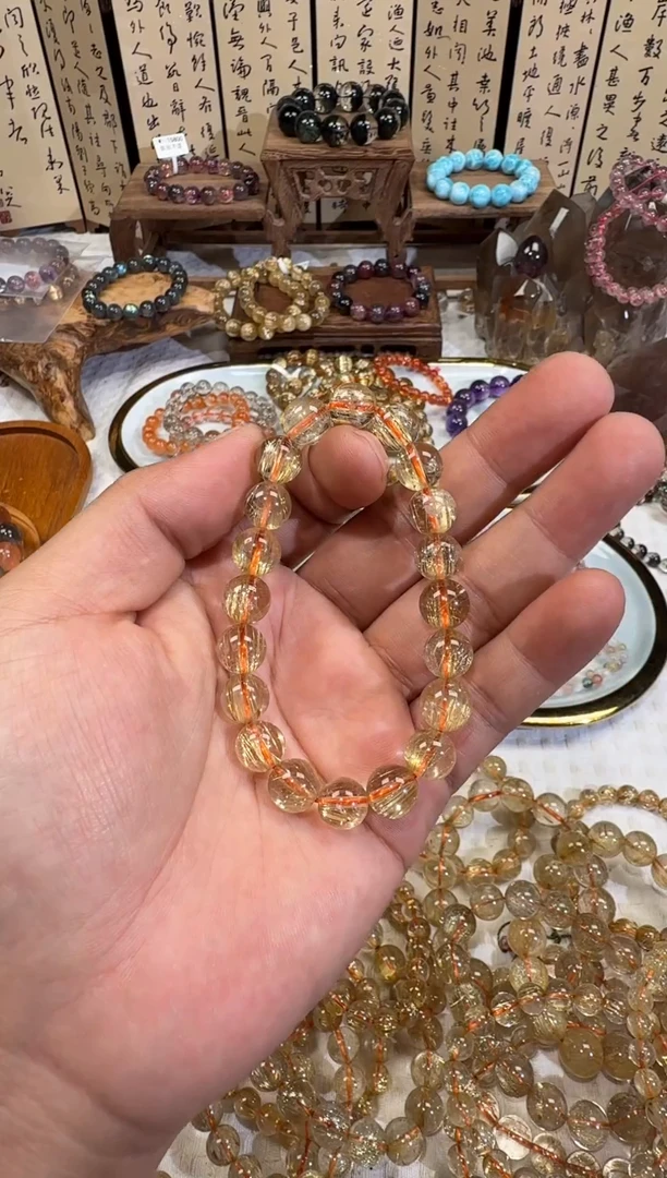 未镶嵌手串水晶SJ-30金发晶钛金 天然水晶 默认微瑕
