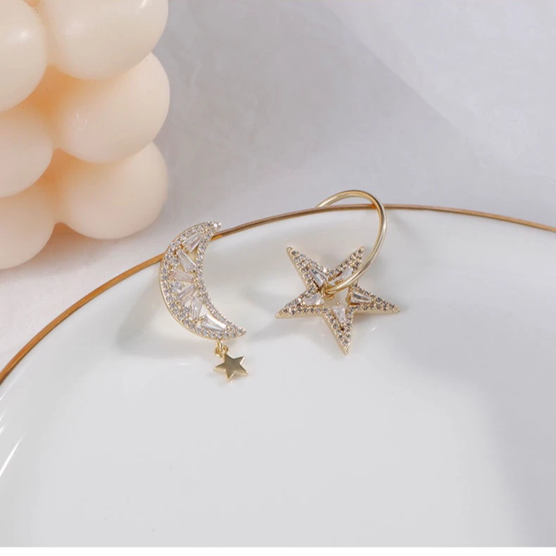 铜合金耳饰 AL6064 精致感星月浪漫百搭精致耳环
