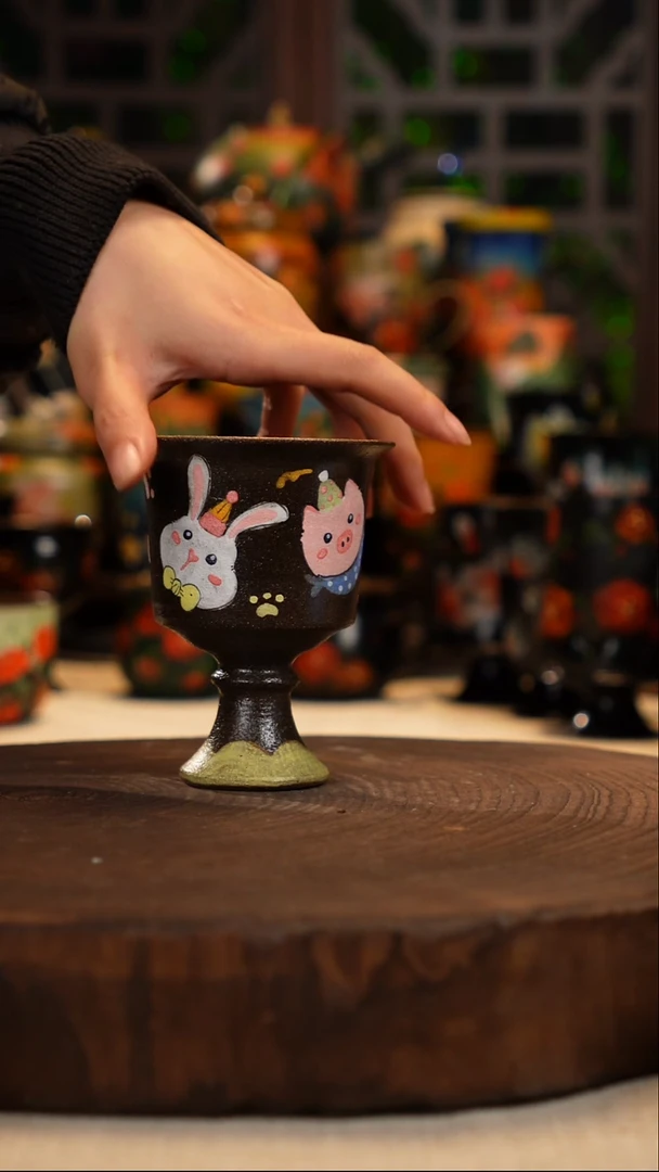 岩彩釉    釉下彩   杯子