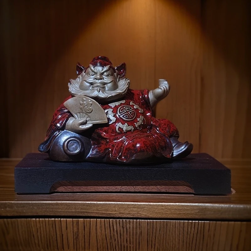 中式禅意钟馗赐福陶瓷手工摆件雕塑工艺品创意客厅茶室办公室玄关