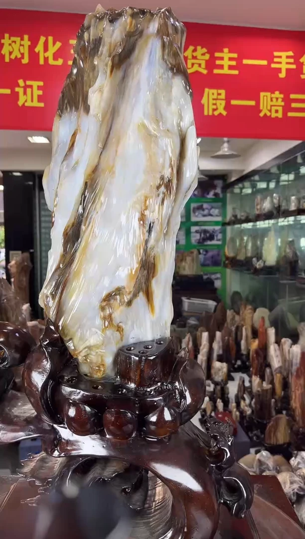 缅甸天然树化玉摆件