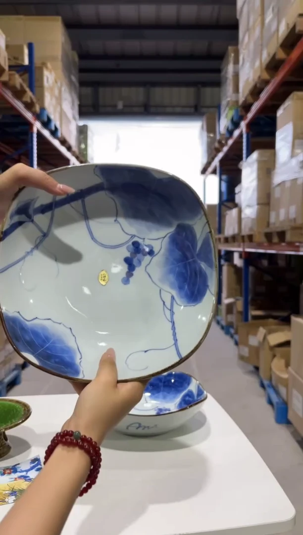 搪瓷手描ぶどう スマート八寸深鉢（微瑕划痕微瑕划痕）