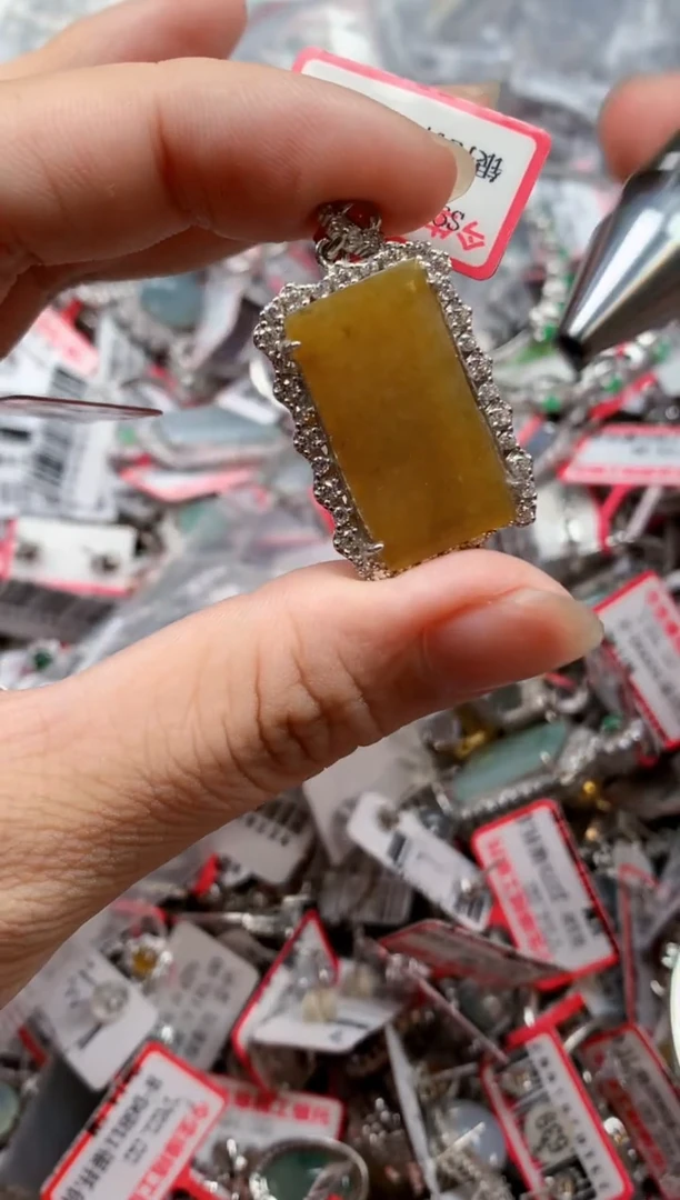 银S925镶嵌戒指翡翠天然A货缅甸翡翠