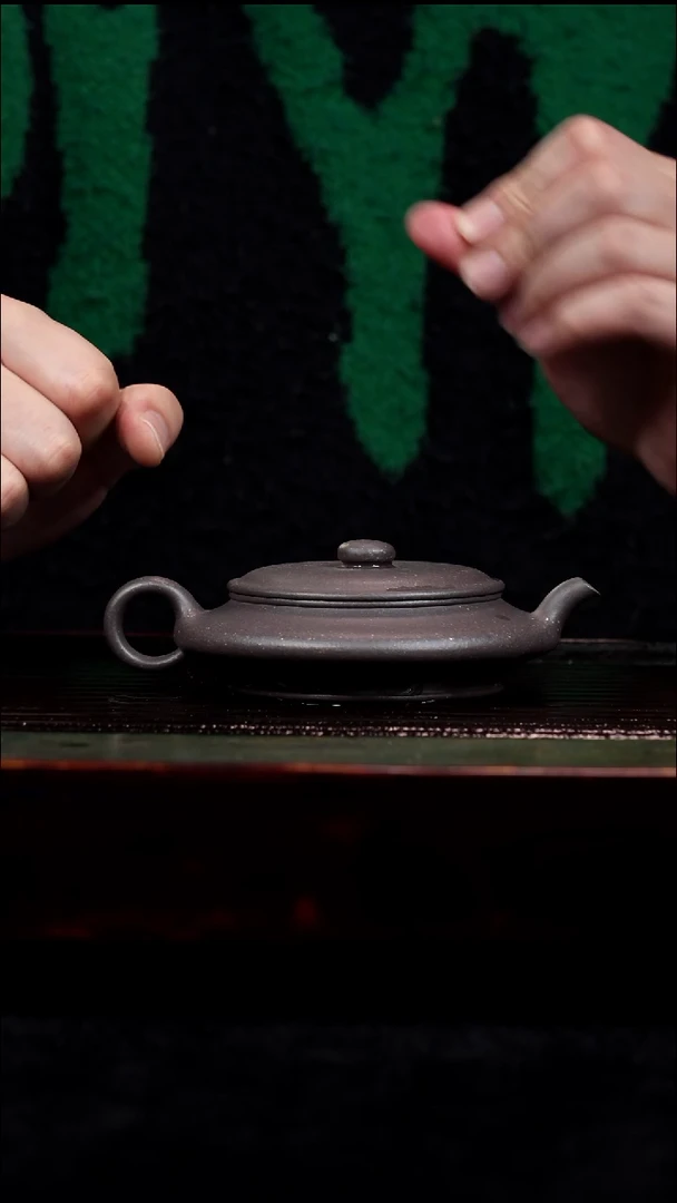 茶壶紫砂鸣远虚扁 天青泥 择意