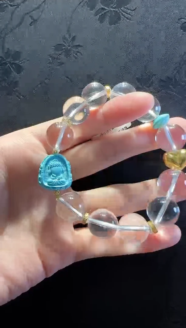 18K金镶嵌手串水晶歪头佛款