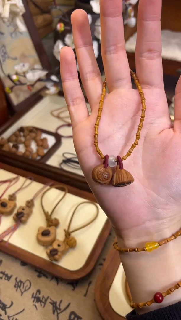 手串桃核【桃缘行】竹节「福气莲莲」桃木桃核辟、挡、驱、护 备注手围