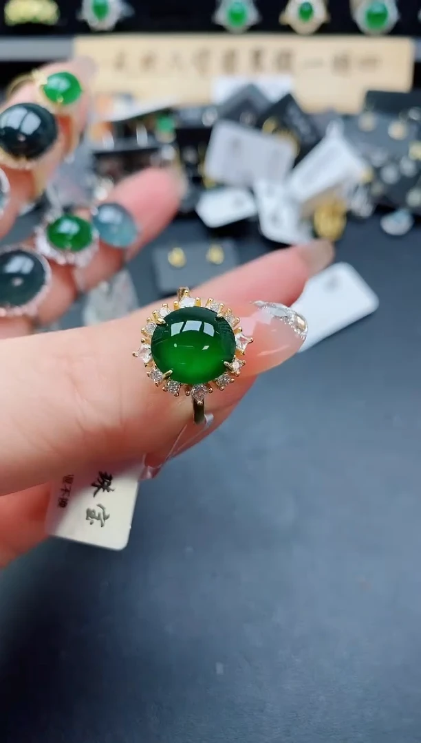 银S925镶嵌戒指翡翠508
