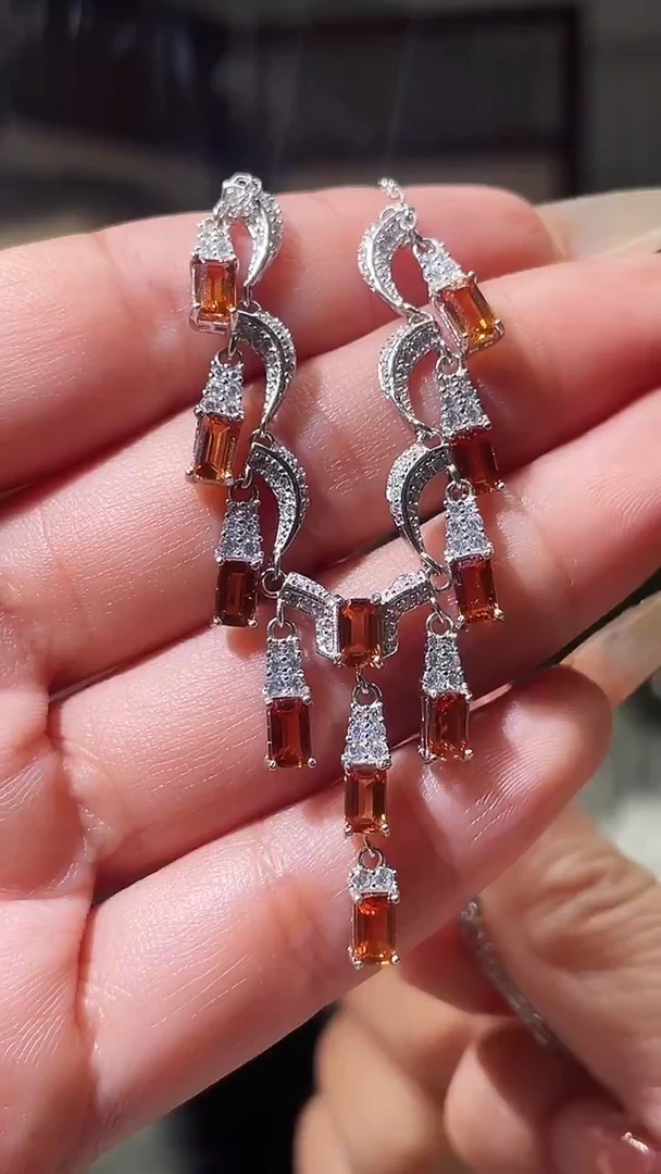 项链银S925镶嵌石榴石（芬达石）【纳米比亚（丰矿）】