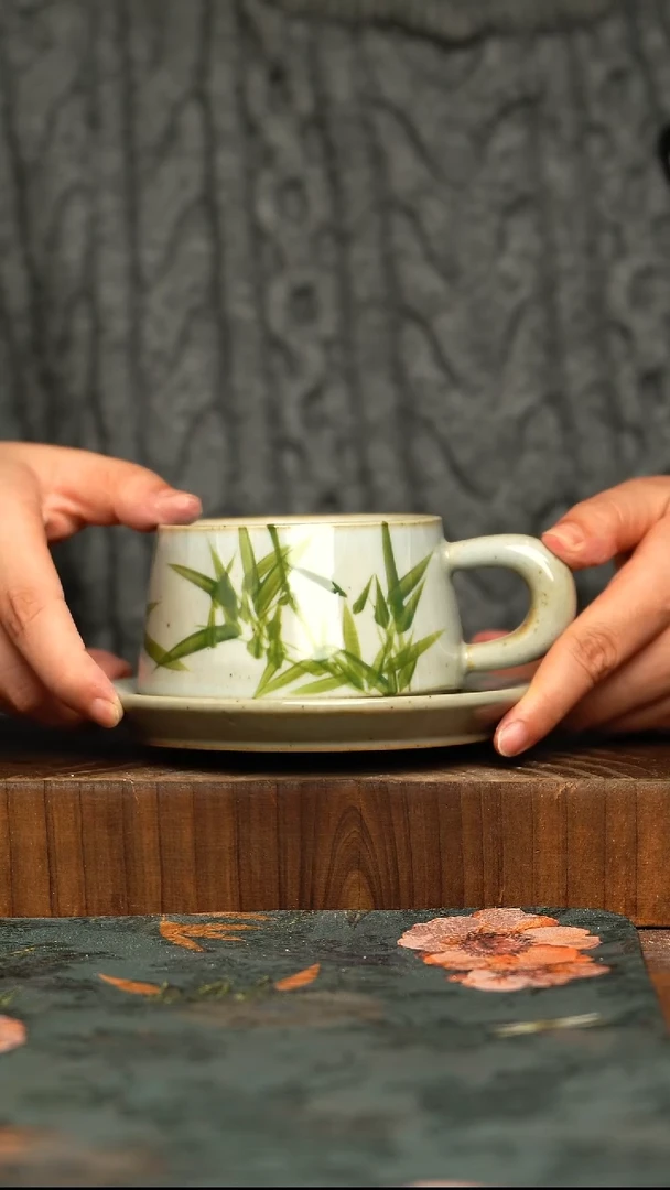 杯釉下彩手工手绘同款陶器