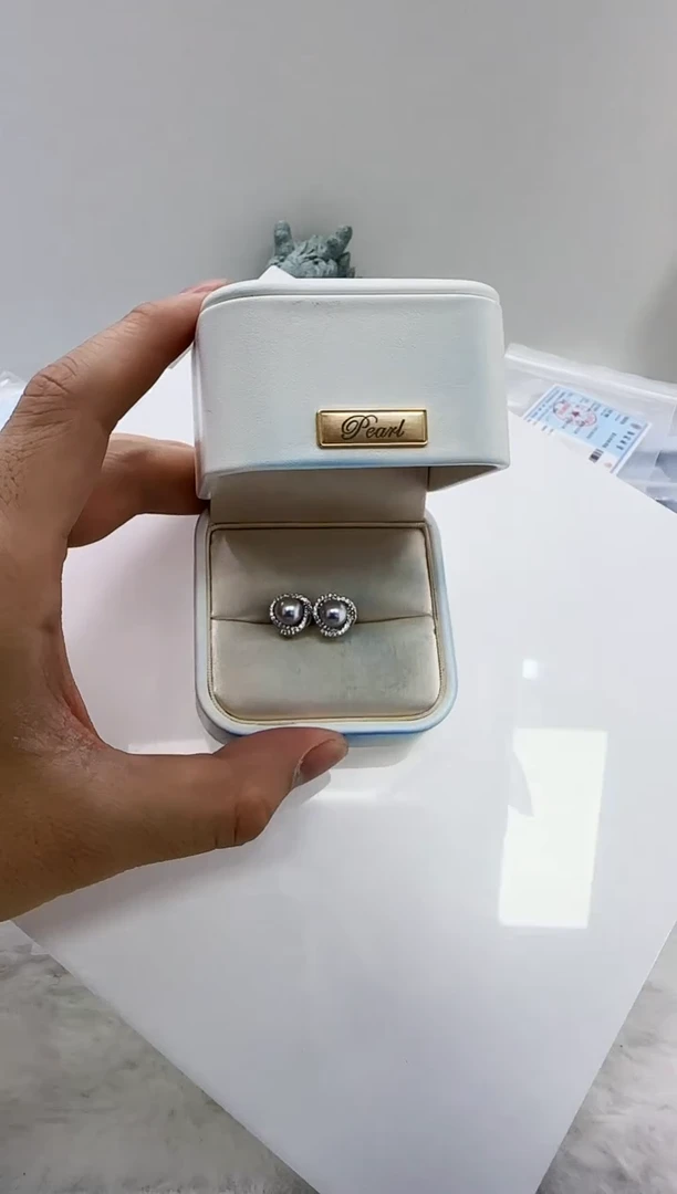 【闪购商品】海水珍珠DA银S925镶嵌c523 灰珠耳环7