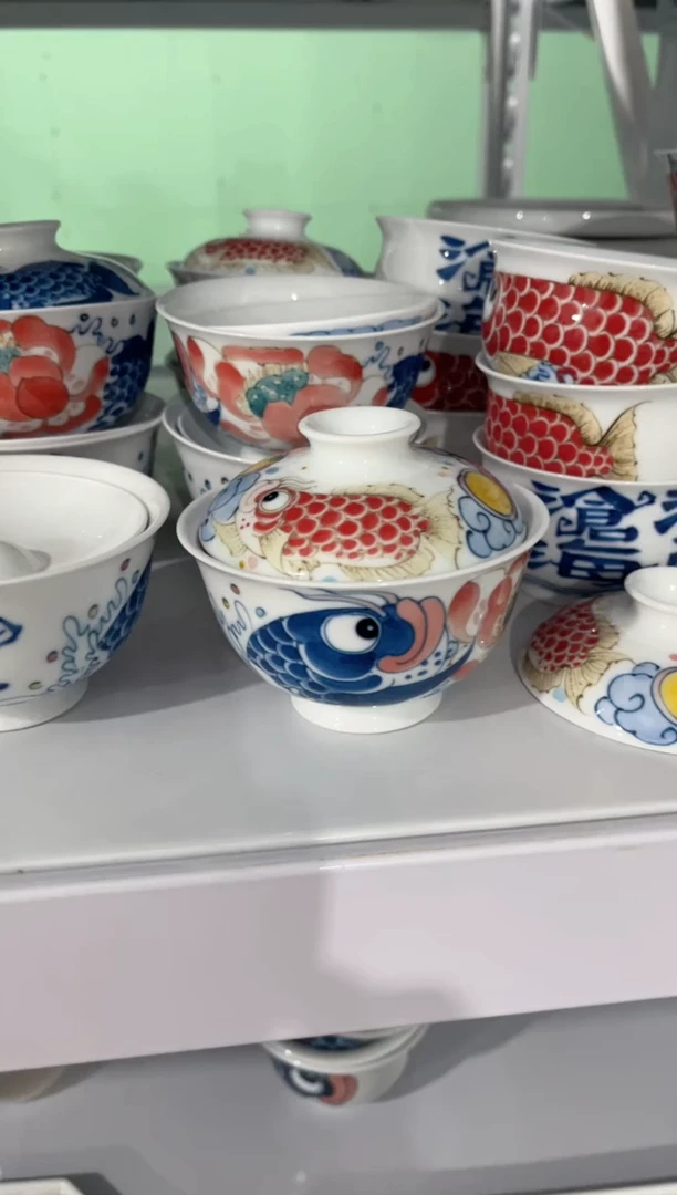 拙明院（微瑕价格）莲年有鱼盖碗